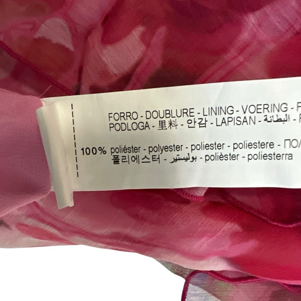 Zara Womens Asymmetrical Ruffled Printed Midi Dress XS Pink Lined One Shoulder - Picture 7 of 10